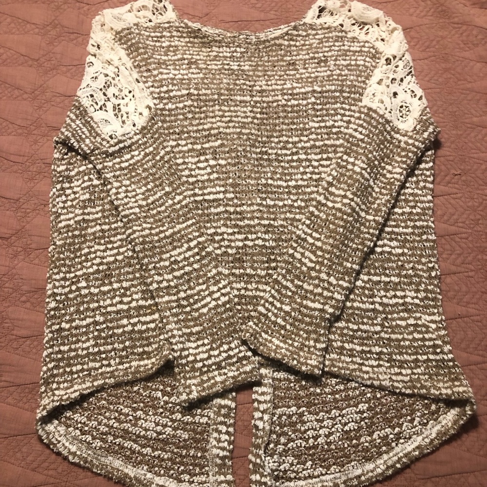 Altar’d State Brown Cream Small Oversized Sweater Womens